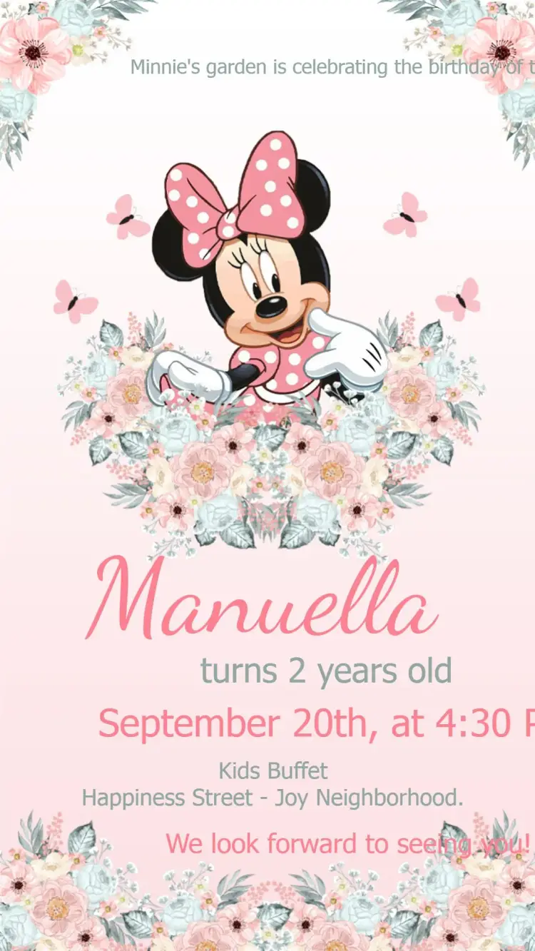 Enchanted Garden Minnie Mouse Floral invitation