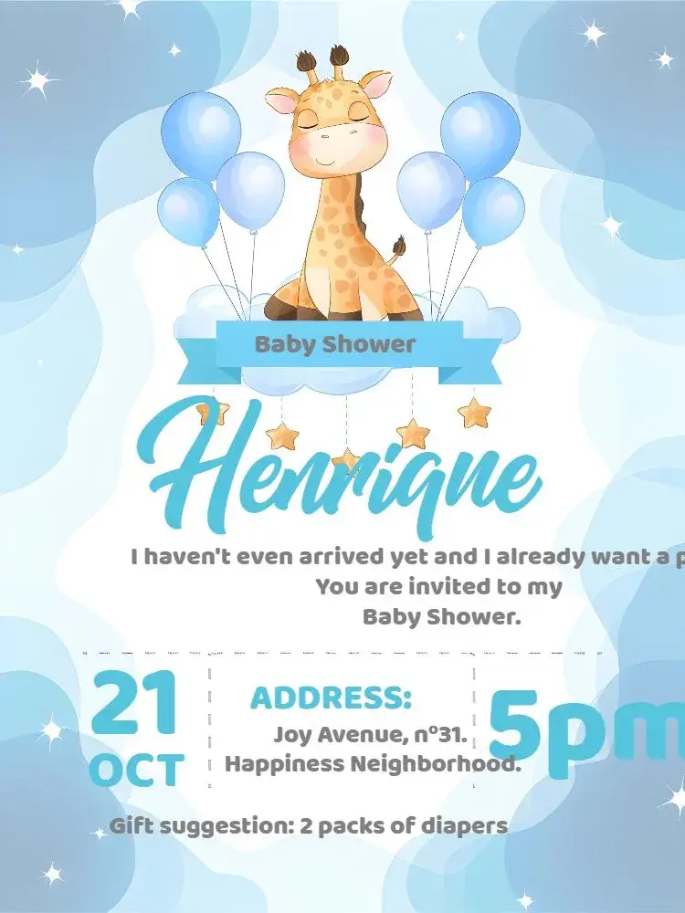 Giraffe Diaper Shower invitation