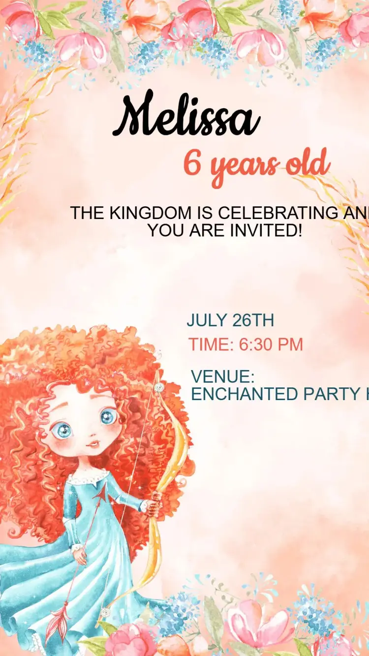 Princess Merida Brave Birthday Invitation