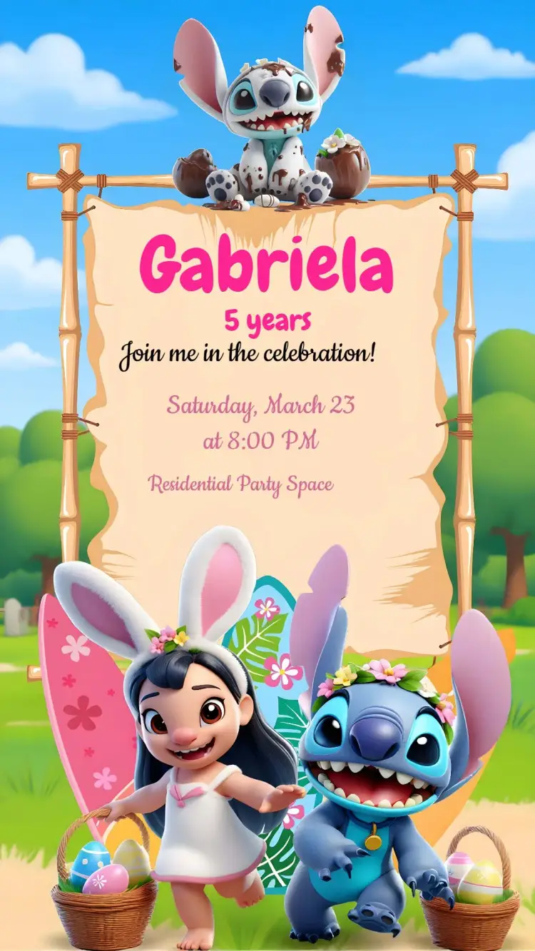 Lilo And Stitch Easter Colorful invitation
