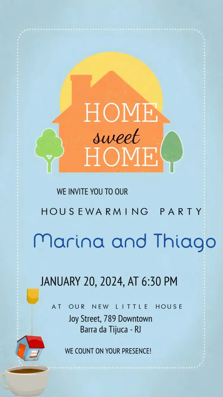 Invitation Orange New Home Tea Party – Bridal Shower theme vibrant orange, modern style, sun graphic elements, cheerful design, minimalist, warm colors