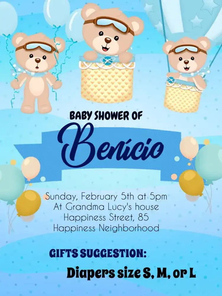 Diaper Shower Teddy Bear Balloon Party