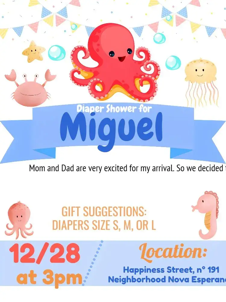 Invitation Under the Sea Baby Shower – Kids' Birthday Party theme under the sea, colorful, playful, marine, fun, themed
