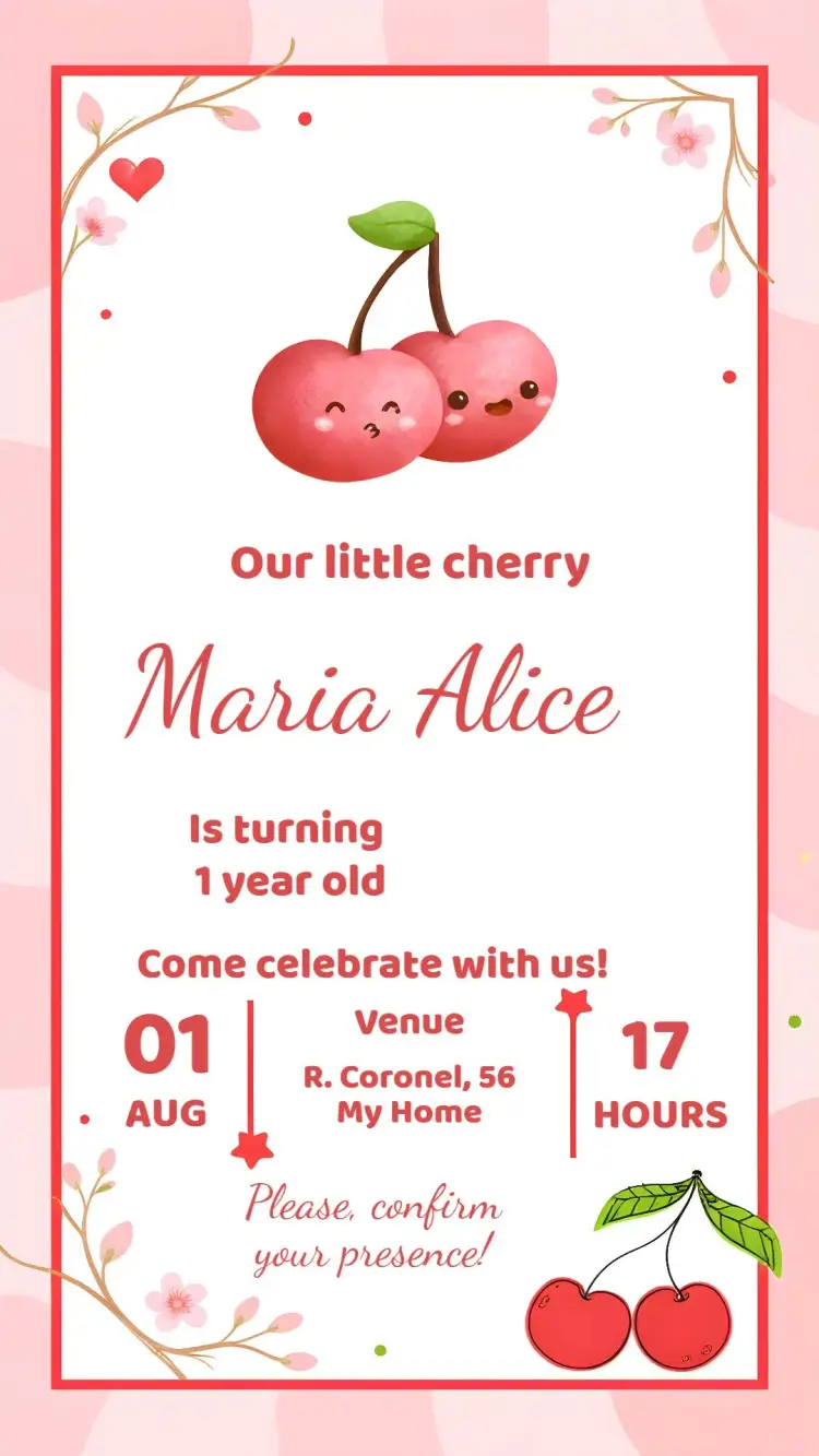Cherry Watercolor Red invitation