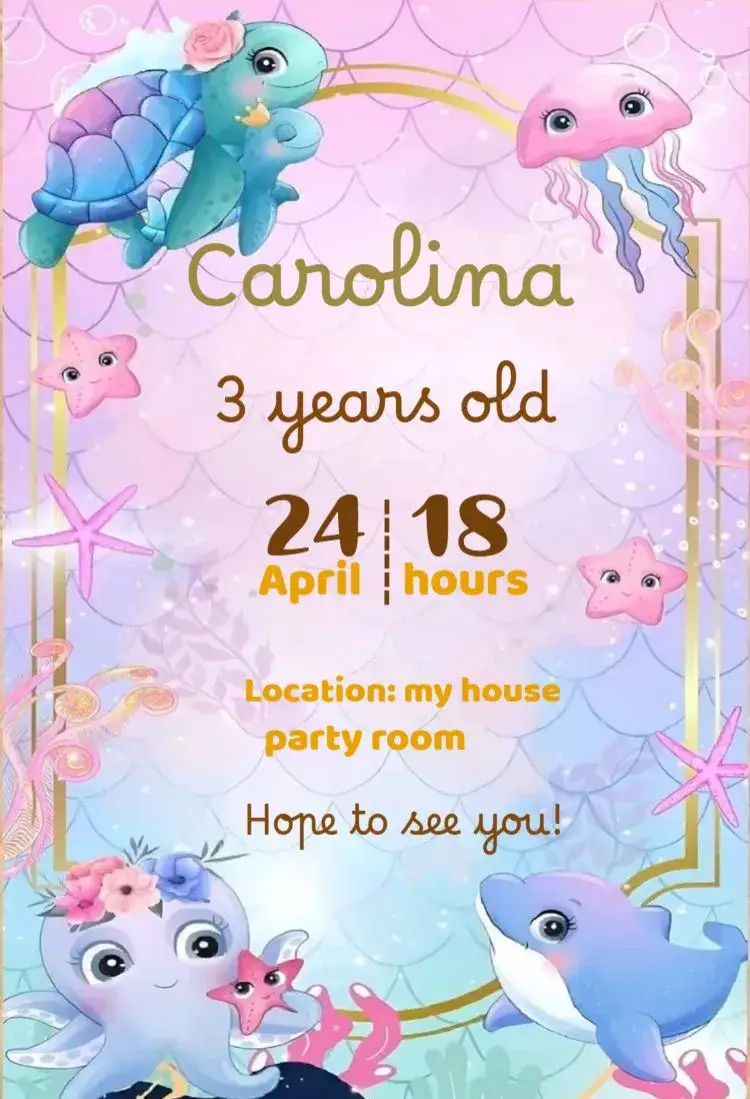 Under the Sea Girl Edit Background invitation