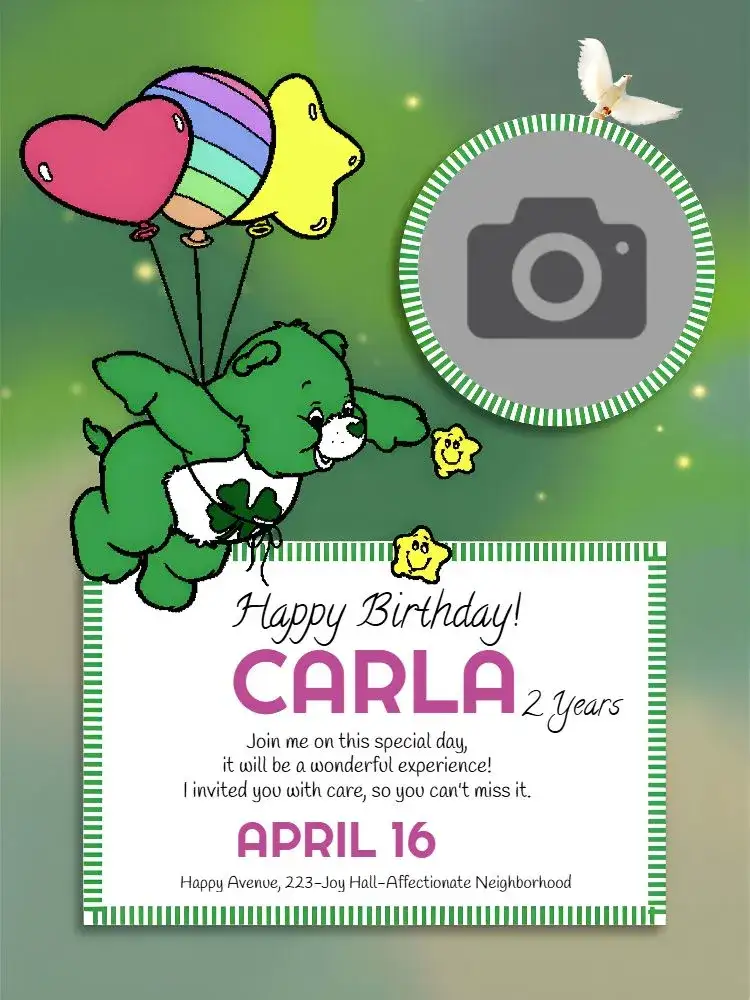 Invitation Cuddly Bears With Online Photo – Kids' Birthday Party theme colorful, fun, playful, childlike, affectionate, illustrative