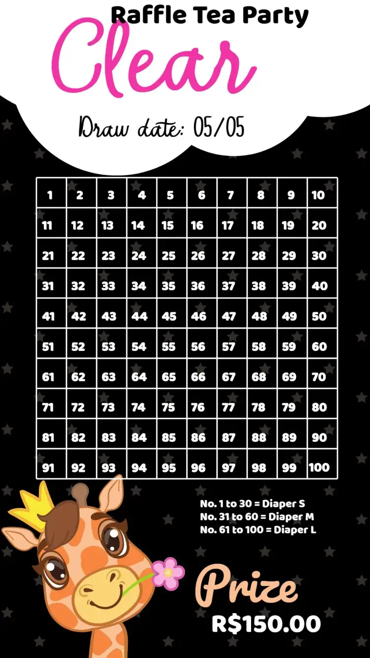 Invitation Giraffe White Tea Raffle – Raffle Tea theme white, animals, safari, modern, fun, childish