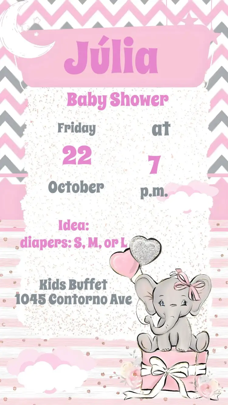 Invitation Baby Shower – Diaper Shower theme floral, pastel, delicate, modern, playful, childlike
