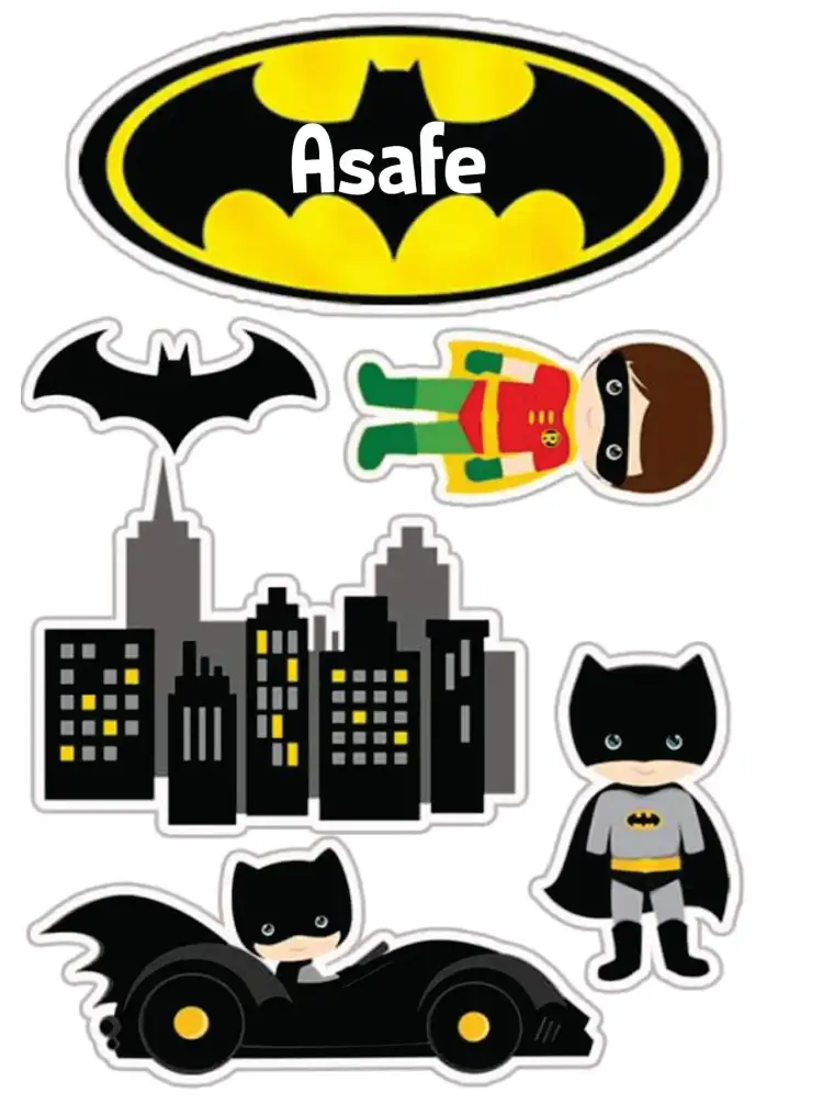 Invitation Batman Baby – Cake topper theme blue and yellow, superheroes, fun, adventure, childlike, modern