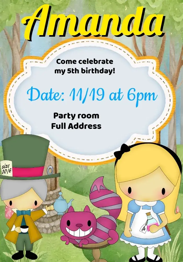 Alice In The Yellow Wonderland invitation