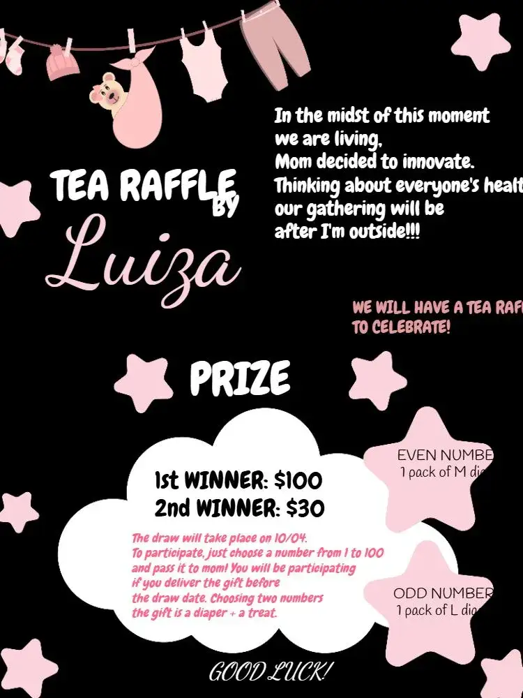Invitation Tea Raffle Clothesline Girl Tea – Raffle Tea theme modern, delicate, fun, colorful, childish