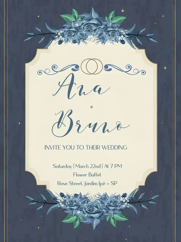 Invitation White Floral Wedding – Wedding theme floral, vintage, elegant, romantic, beige and white, blue