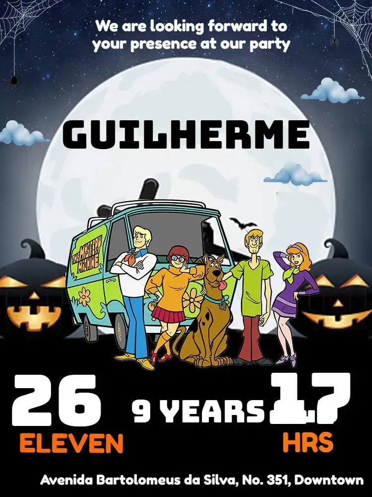 Invitation Scooby Doo Movie – Most searched for theme Halloween, Cartoon, Mystery
