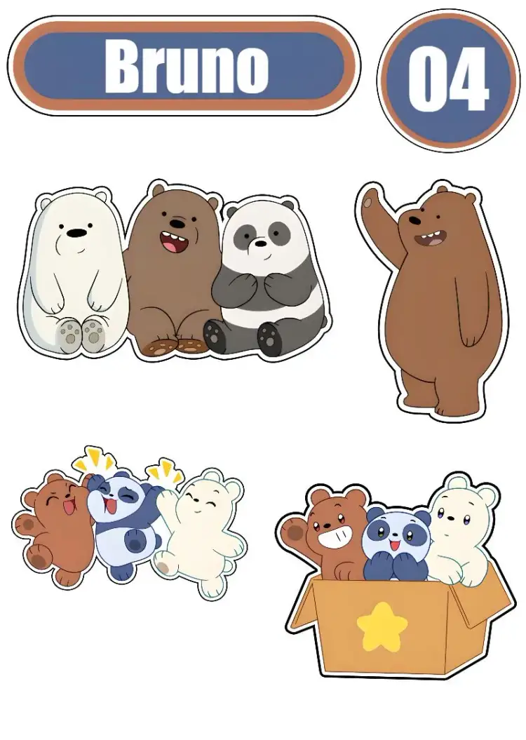 Invitation Top Bear Without Course Cake Topper – Cake topper theme fun, colorful, animal illustrations, childish, playful