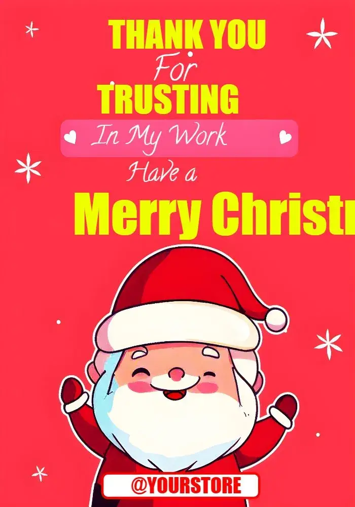 Thank You Card For Red Christmas Store invitation