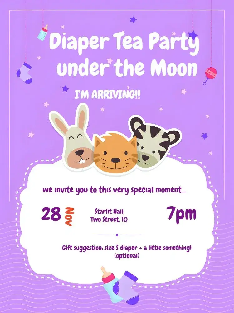 Safari Light Diaper Shower invitation