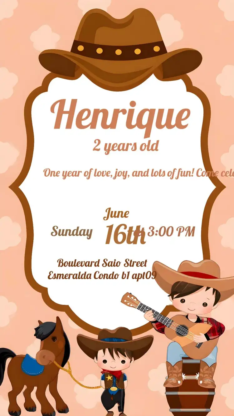 Invitation Cowboy Boy – Most searched for theme rustic, country, vibrant, colorful, fun, thematic