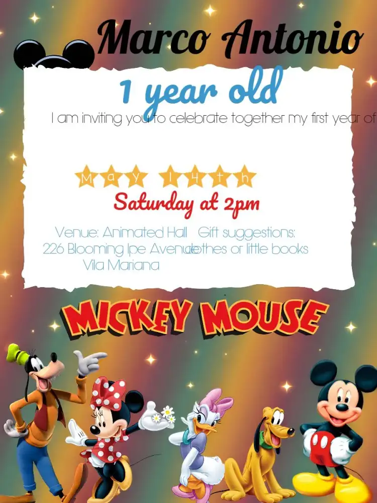 Invitation Red Minnie Mouse – Commemorative Dates theme red, yellow, colorful, fun, themed