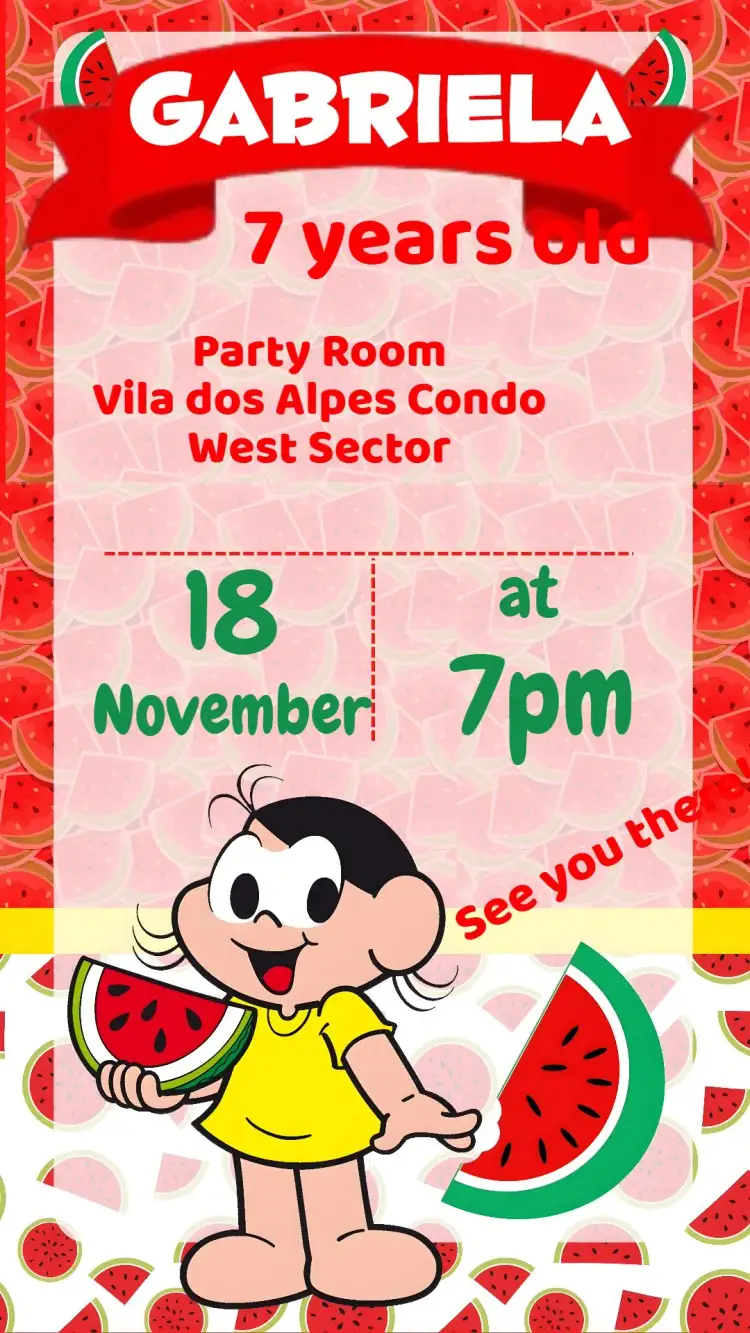 Invitation Magali – Kids' Birthday Party theme colorful, fun, fruity, modern, childish, playful