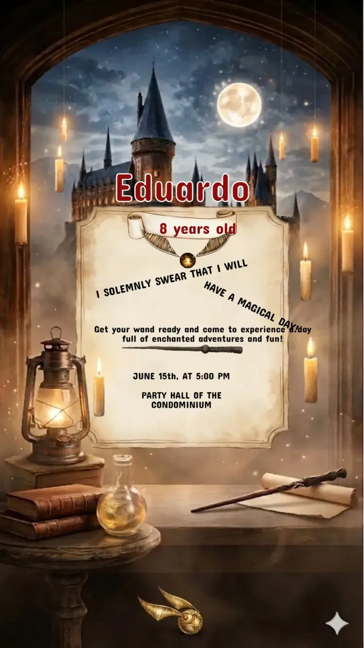 Harry Potter Kids Birthday Invitation
