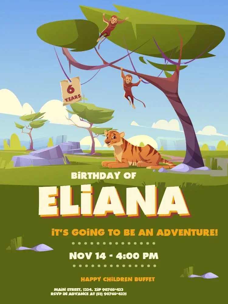 Green Safari Party invitation