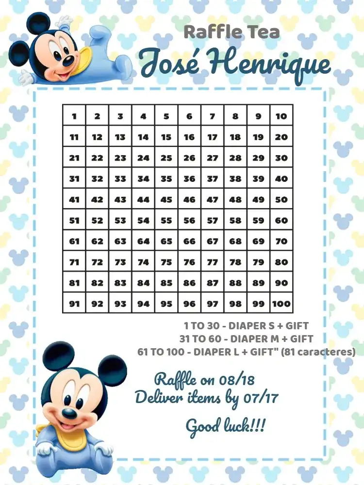 Invitation Mickey Mouse Baby Shower Raffle Tea – Raffle Tea theme fun, childish, colorful, playful, themed, Disney