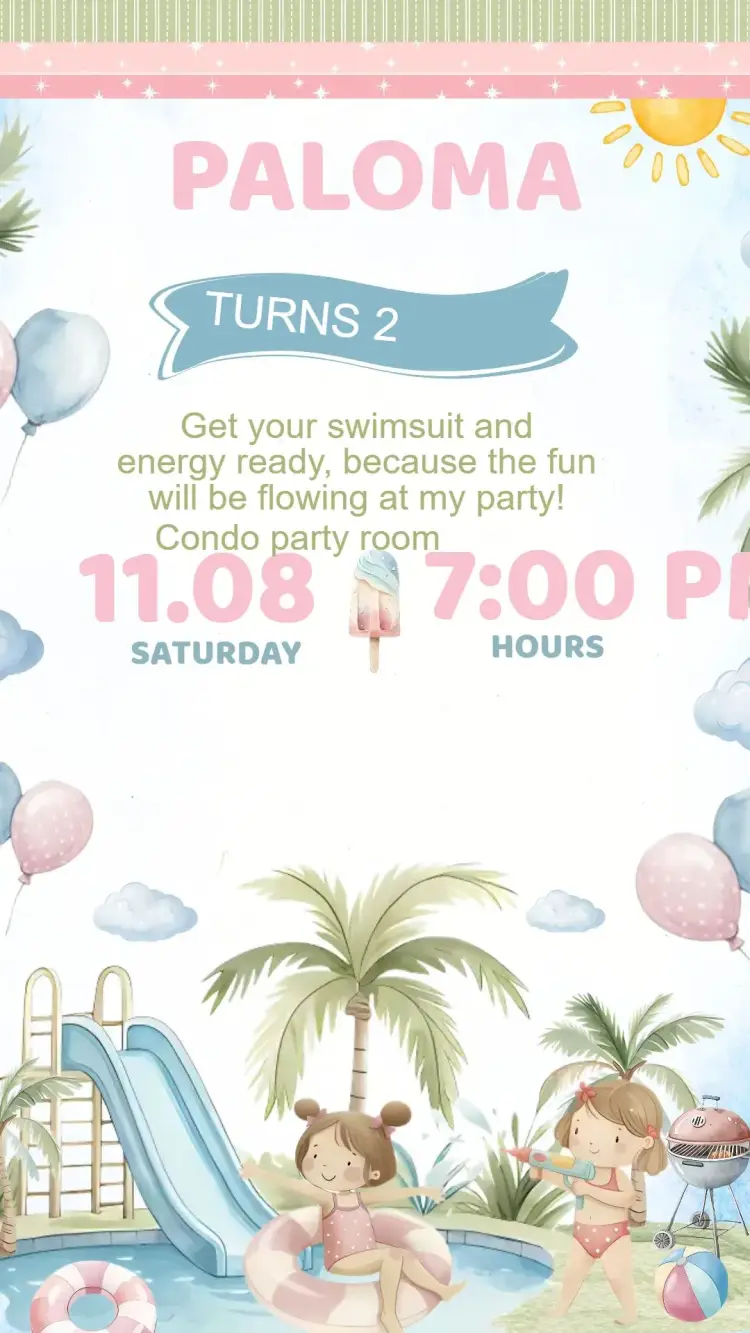 Birthday Pool Party Invitation