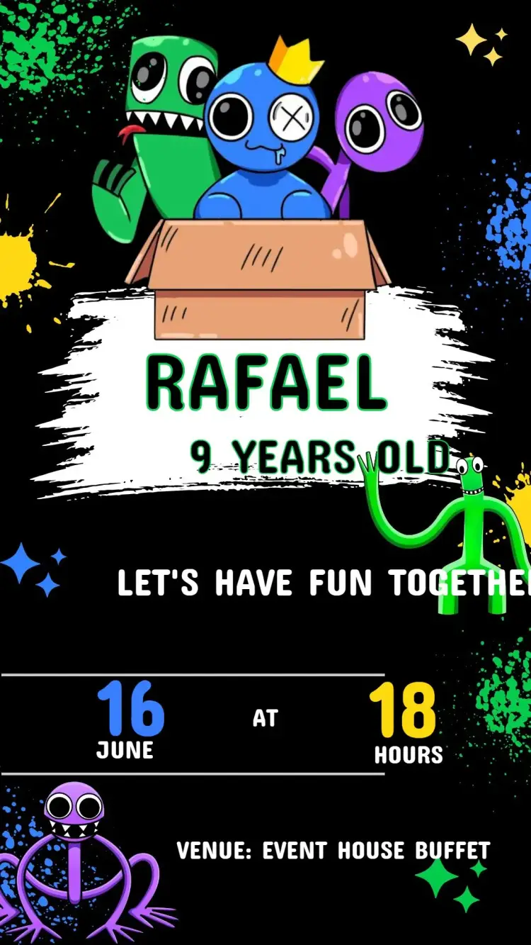 Rainbow friend Birthday Invitation