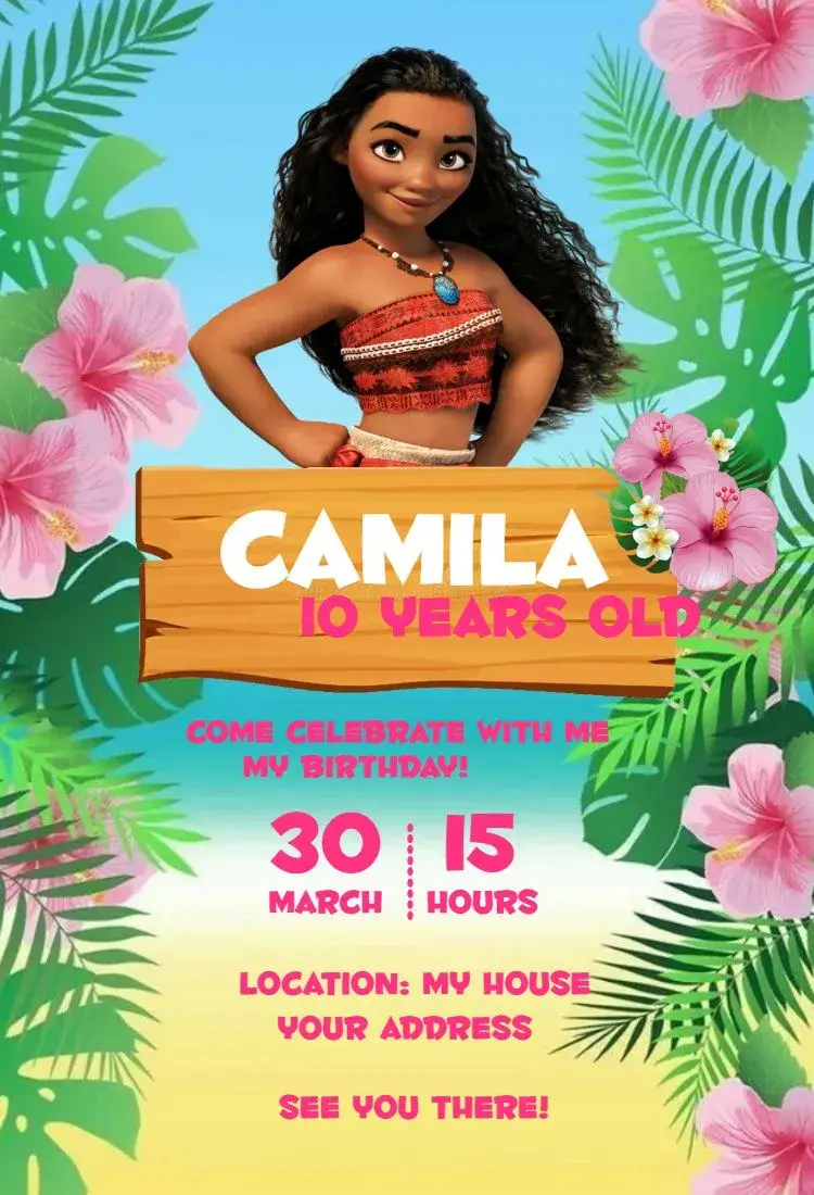 Invite Moana 1 editable and customizable