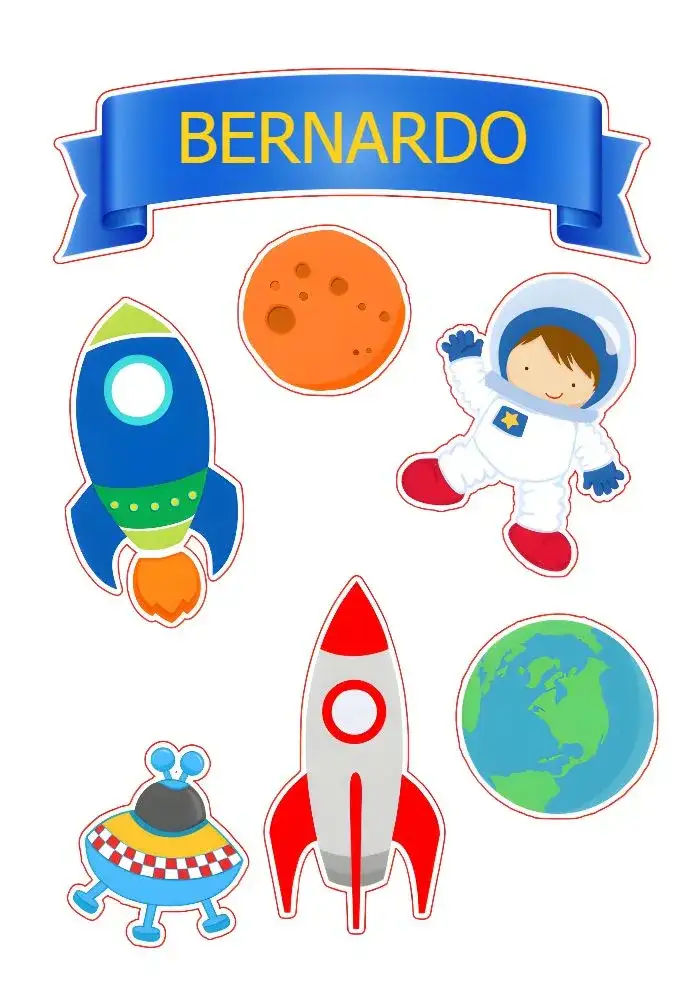 Invitation Blue Astronaut Cake Topper – Cake topper theme space-themed, fun-filled, colorful, modern, child-friendly