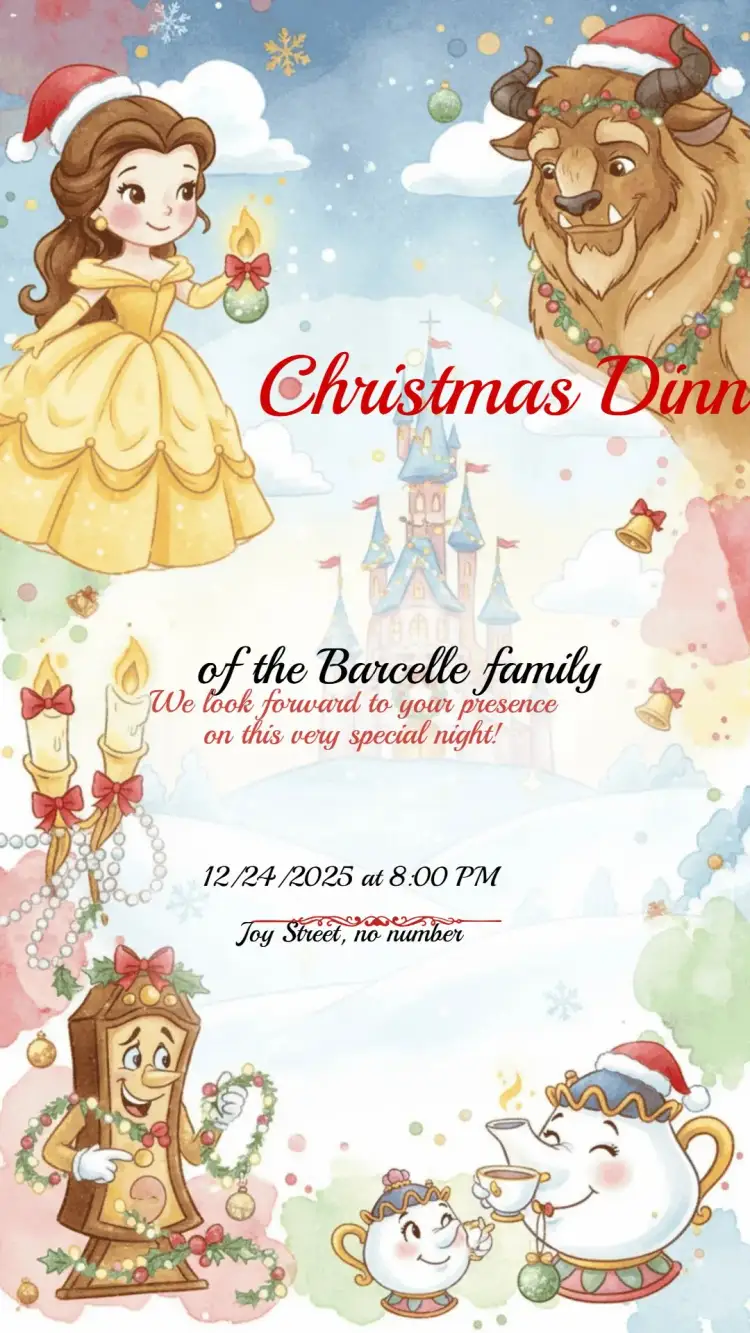 Invitation Christmas Party Invitation – Commemorative Dates theme red and green, gold and white, vintage Christmas, modern and minimalist, boho Christmas, classic with Christmas elements