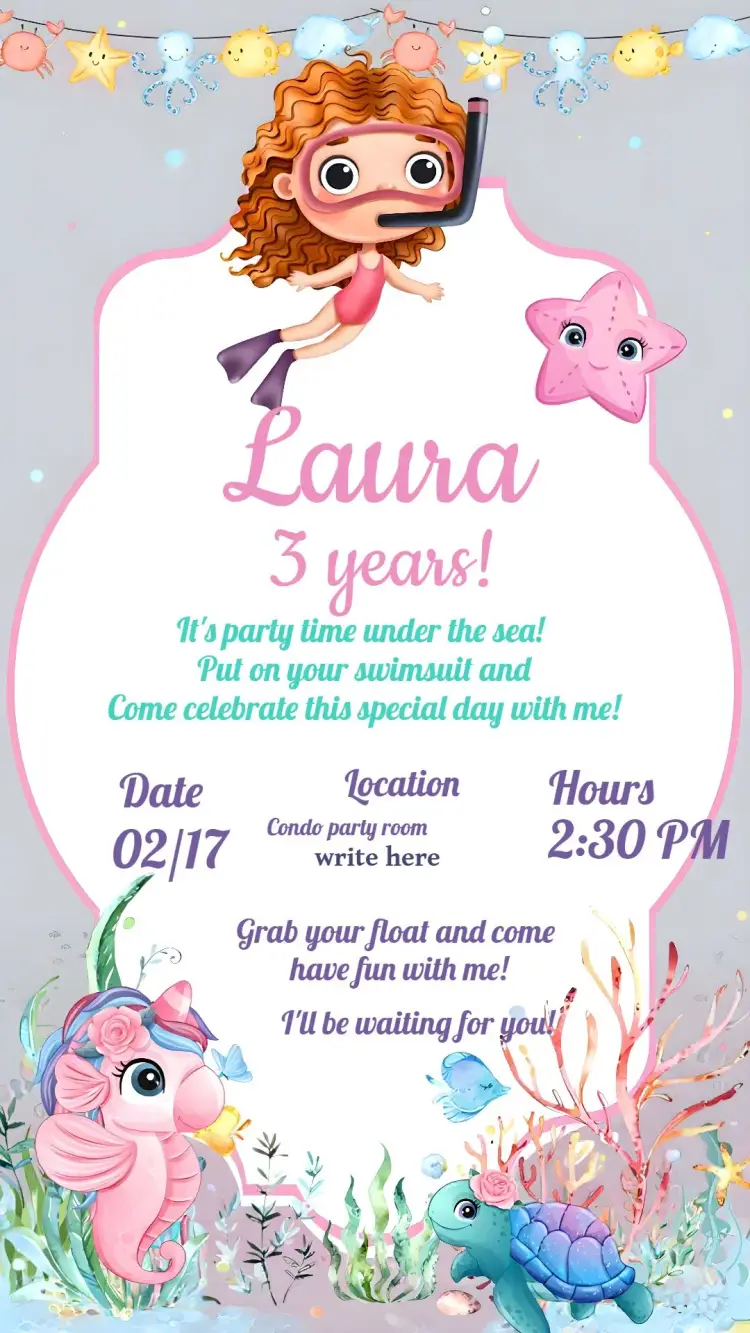 Pink Under the Sea invitation