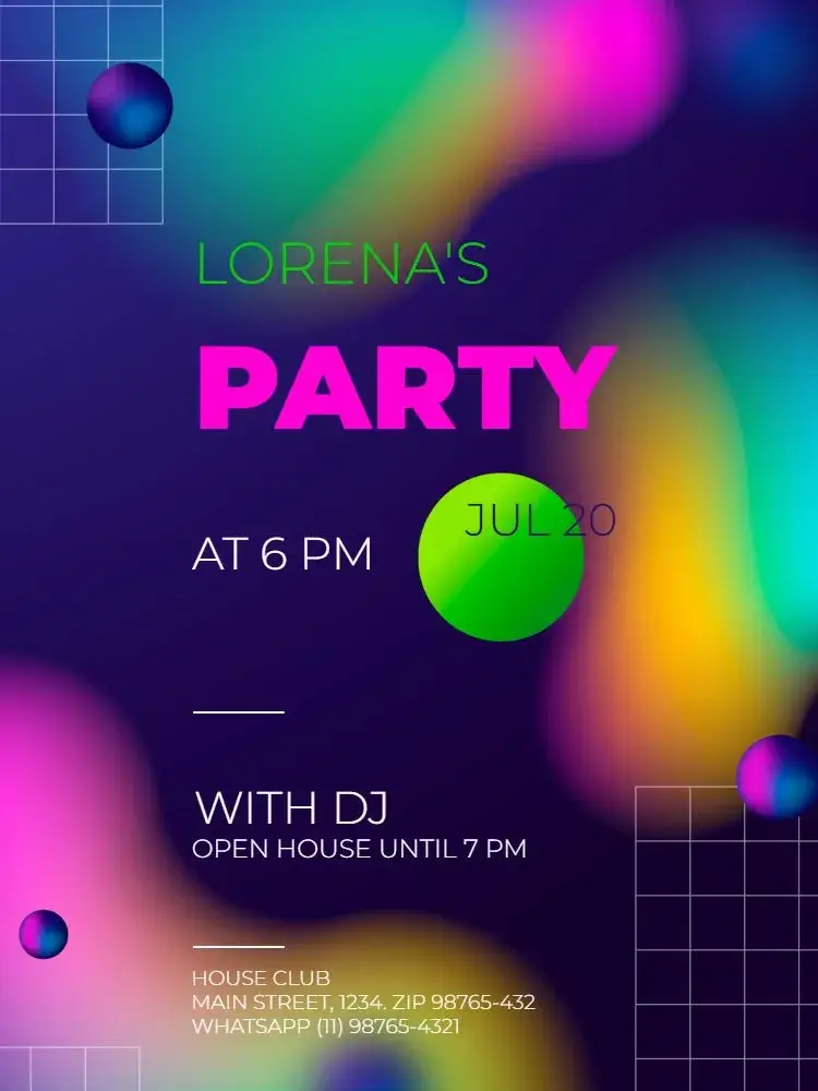 For Colorful Neon Party Gathering invitation