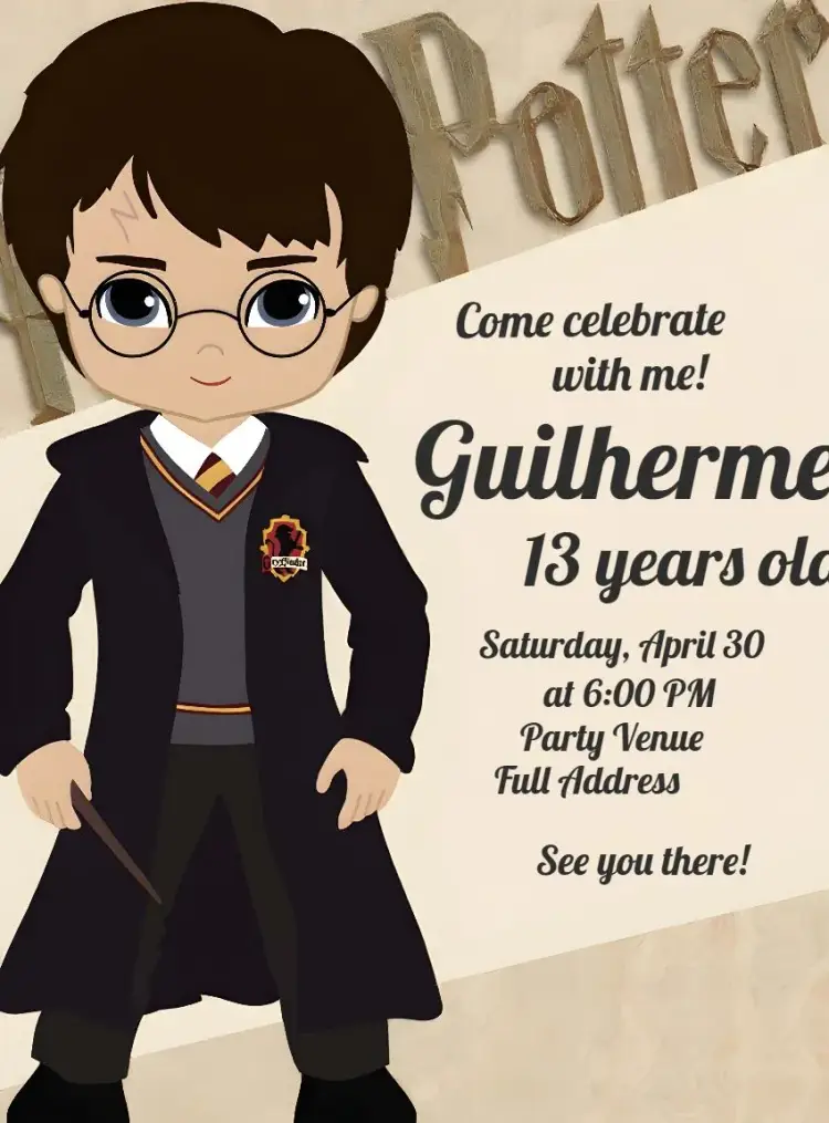 Harry Potter Gryffindor invitation