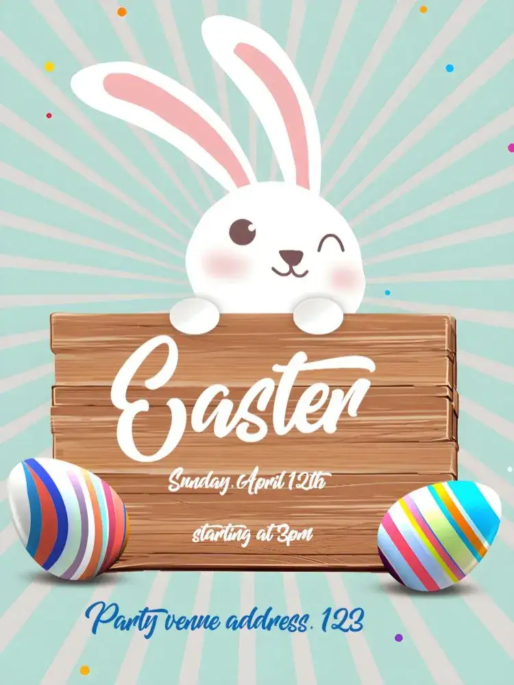 Invitation Easter Celebration – Commemorative Dates theme brown, white, vintage, fun, colorful, festive