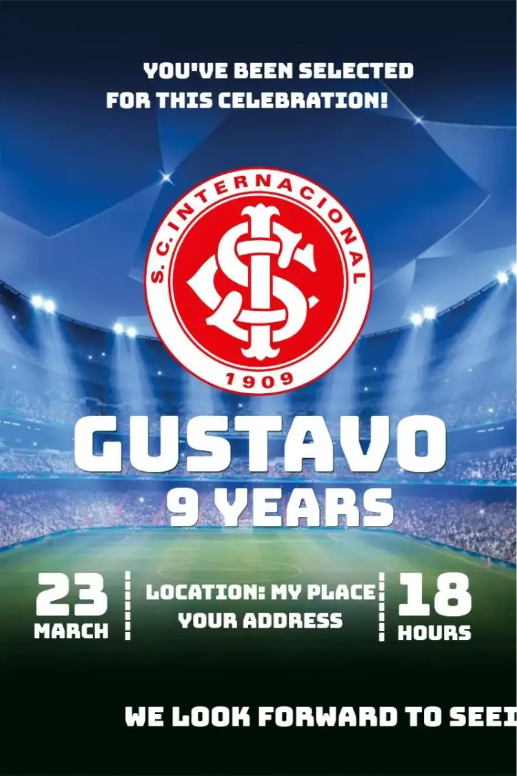 Invitation International 4 – Birthday theme football, modern, colorful, sporty, vibrant, themed