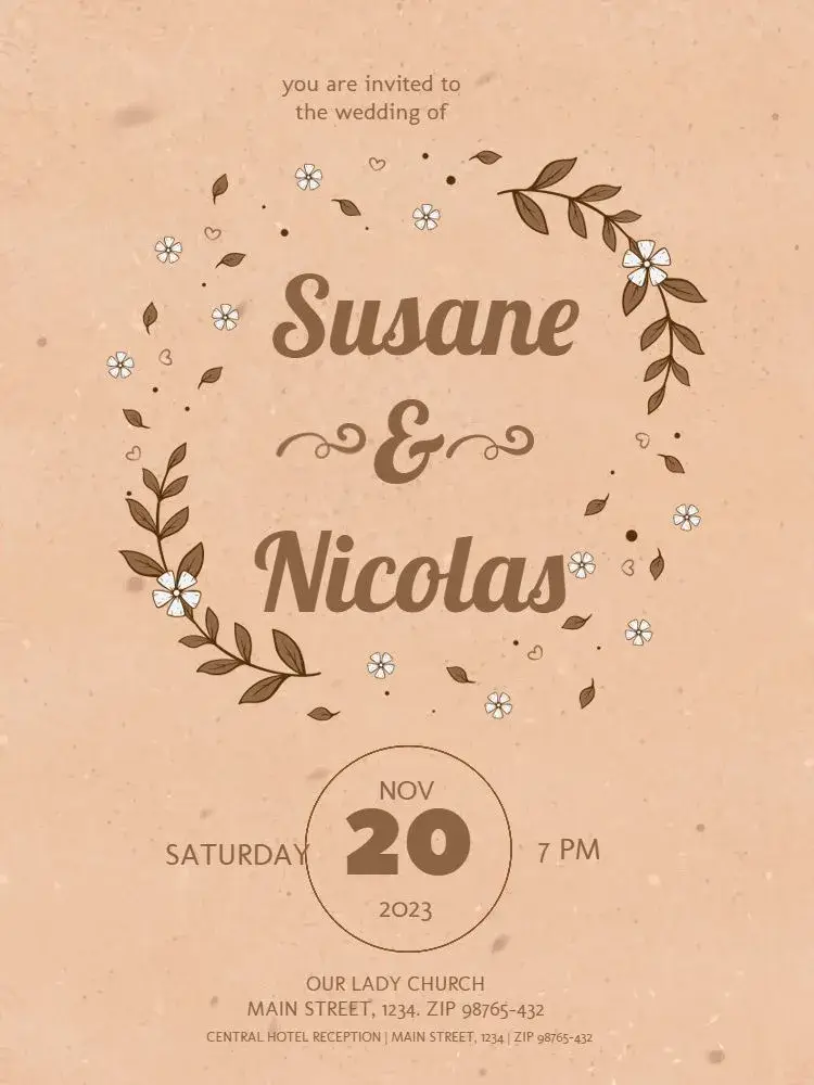 Rustic Minimalist Simple Wedding invitation