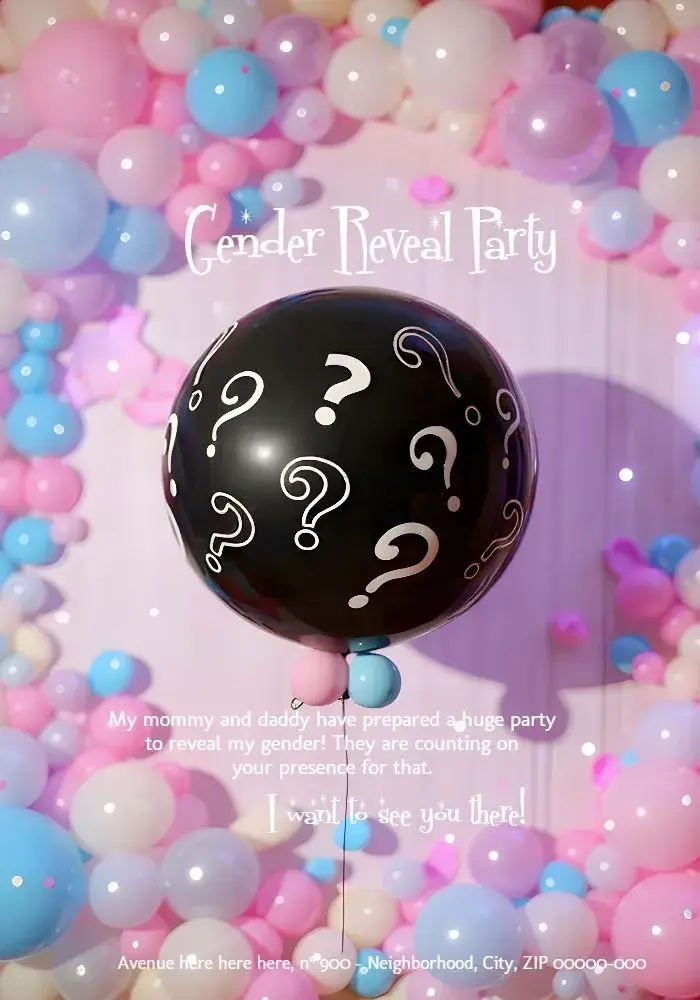 Invite Baby Gender Reveal Party editable and customizable