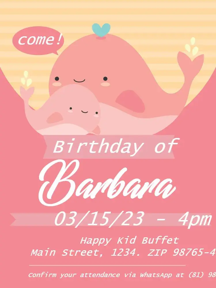 S Pink Whale Female invitation