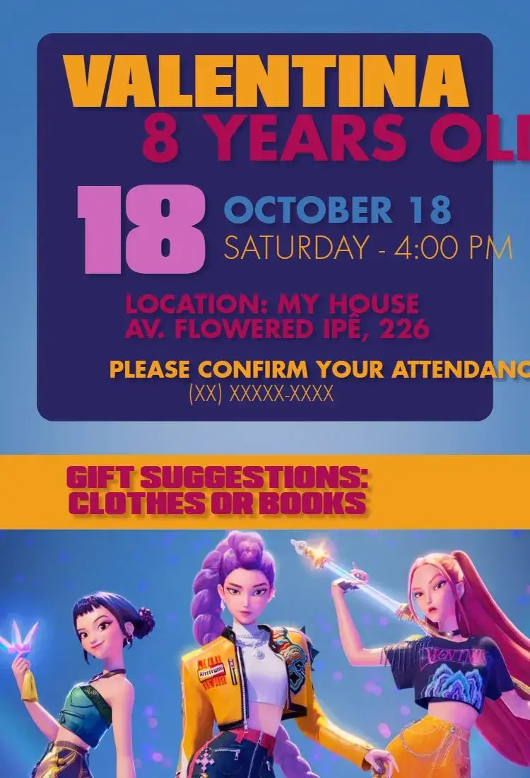 Warriors of K-pop Birthday invitation