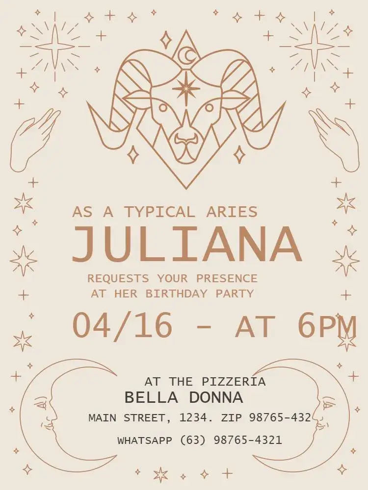 Aries Star Signs invitation