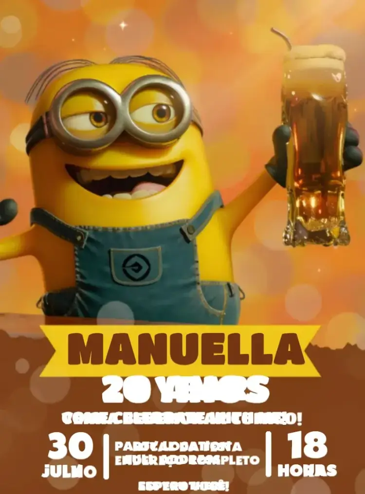 Invite Minions Pub Drink editable and customizable