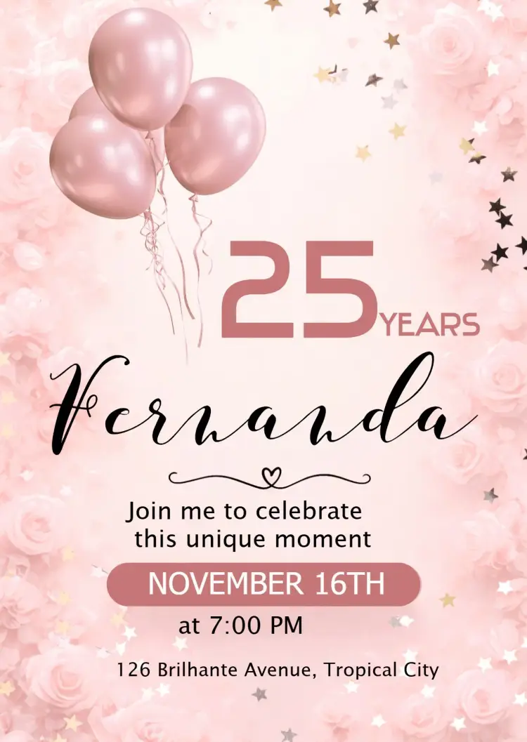 Invite Feminine Star editable and customizable