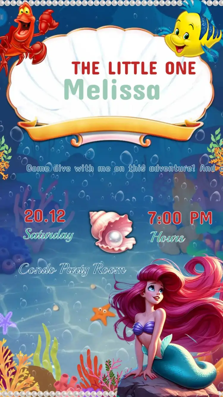 Children's Birthday Invitation Ariel