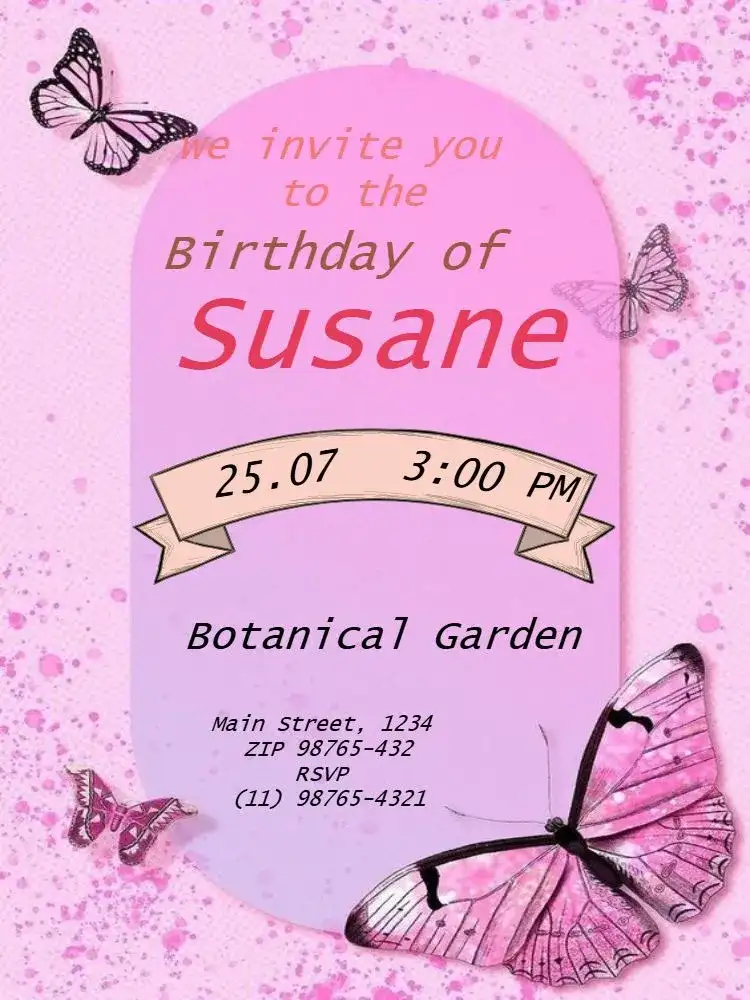 Delicate Butterfly Garden Editable Bird