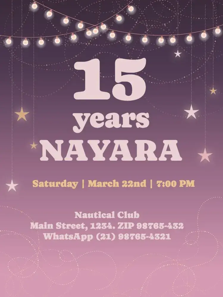 Romantic 15th Birthday Celebration invitation