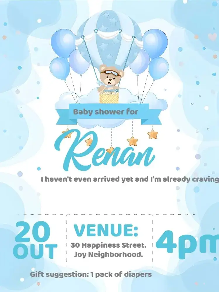 Diaper Shower Teddy Bear Balloon Cloud