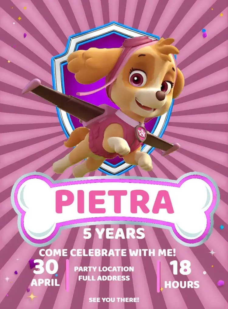 Skye Paw Patrol invitation