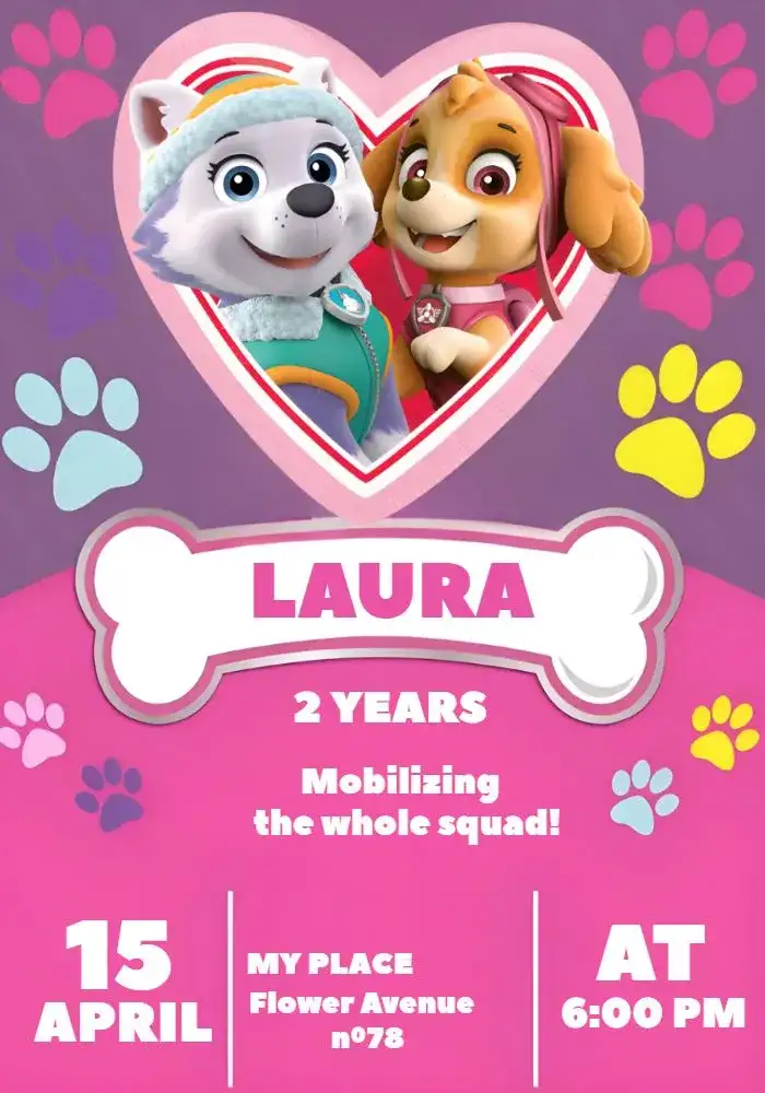 Skye And Everest Pink Paw Patrol Girl