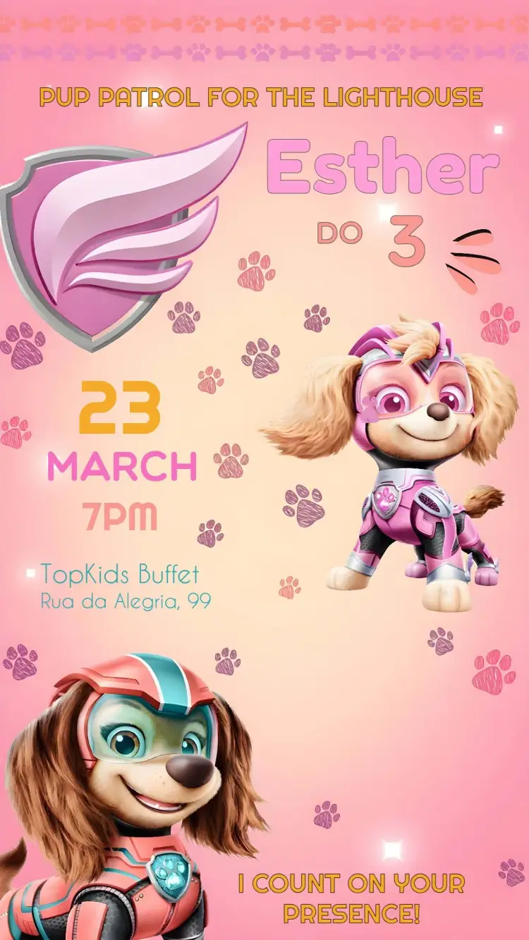 Skye Paw Patrol Kids invitation